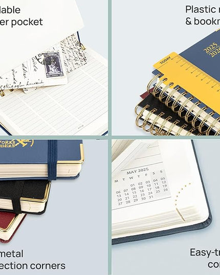 POPRUN Academic Planner 2025-2026 (July 2025-June 2026), Daily Weekly and Monthly Appointment Book (Wirebound Hard Cover - 6.25'' x 8.5'') with Hourly Time Slots, Tabs, 100 GSM - Haze Blue