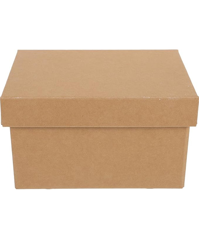 Kraft Desktop Storage Box with Lid, Thickened Paperboard Document Organizer for Office and Home, Multipurpose Sundry and Makeup Storage Container, 1Pcs