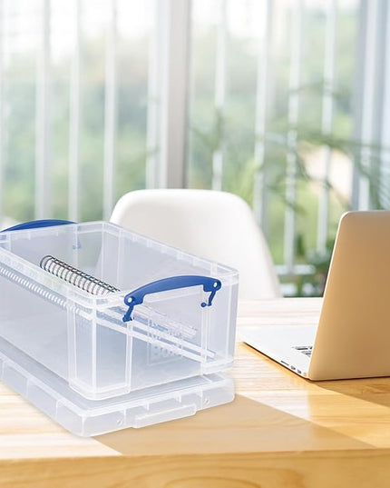 Really Useful Box 9 Liter Plastic Storage Bins with Lids and Clip Lock Handles for Home or Office Organization and Storage (2 Pack)