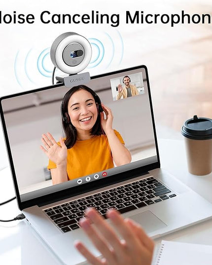 GUSGU G910 2K Quad HD Webcam for PC, with Microphone & Light & Privacy Cover, Web Camera for Desktop Computer/Laptop/MacBook, USB Streaming Camera
