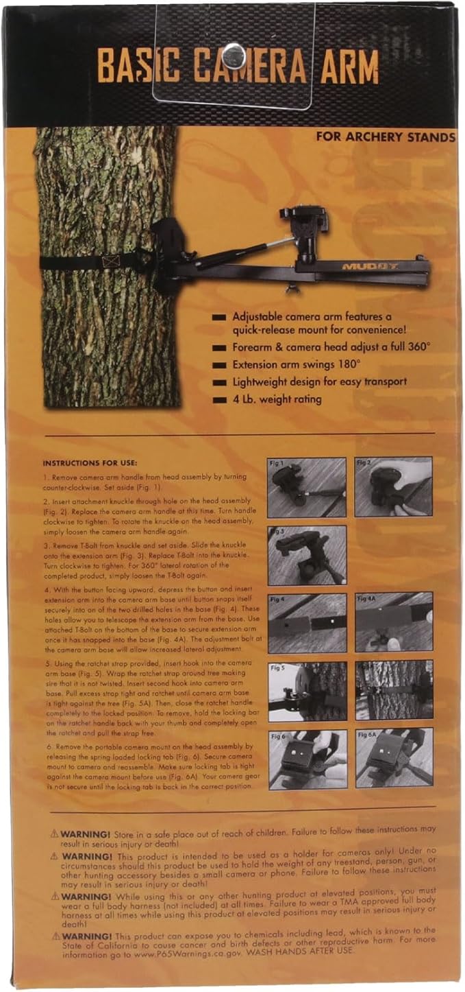 Muddy Basic Trail Camera Arm with Pan Head for Precision Game Cam Positioning