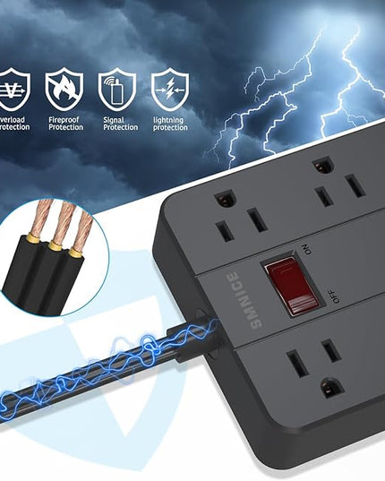 Power Strip with USB,SMNICE Surge Protector Flat Plug with 8 Widely-Spaced Outlets & 6 USB(1USB C) Ports, Wall Mountable 5ft Extension Cord for Smartphone Tablet Laptop Computer Multiple Devices
