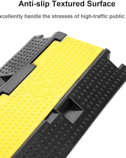 Reliancer 3 Pack Dual Channel Rubber Cable Protector Ramp 2 Channel Traffic Speed Bump 11000lbs Capacity Heavy Duty Driveway Hose Cover Ramp Cord Track Protector Wires Concealer w/Flip-Open Top Cover