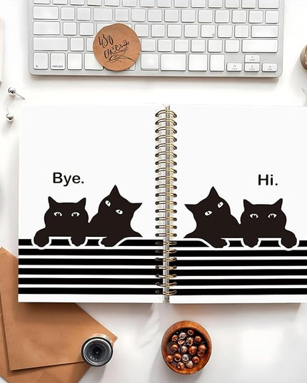 Funny Cat Notebook Journal, Black Cat Spiral Notebook, Black Cat Gifts, Cat Notepad, Cat Stationary, Gifts for Cat Lovers, College Ruled Spiral Notebook 80 Sheets -160 Pages 5.5x8.3 Inch