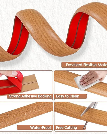 Floor Cord Cover for Wires on Floor Self Adhesive Cord Hider Floor Cable Management Wire Covers for Cords Protector Prevent Cable Trips Cord Cavity W 0.59" x H 0.31", Brown Wood, 3.3Ft