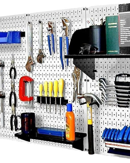 Wall Control 30-WRK-400WB Standard Workbench Metal Pegboard Tool Organizer,White/Black