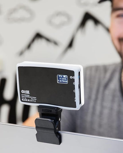 Lume Cube Video Conference Lighting Kit | Live Streaming, Video Conferencing, Remote Working | Lighting Accessory for Laptop, Adjustable Brightness and Color Temperature, Computer Mount Included