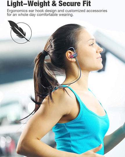 Otium Wireless Bluetooth 5.3 Sport Headphones Built-in Mic in Ear Running Headset with Earhooks 16 Hours Playtime