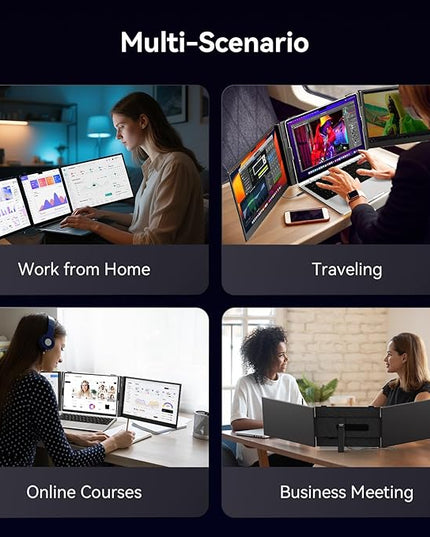 15.3" Laptop Triple Screen Extender Portable, One Cable Connection Laptop Monitor FHD 1080P IPS, Ultra Thin Dual Monitor for 13-17" Laptops, Plug & Play Compatiable with Win/Mac/Chrome/Android/Switch