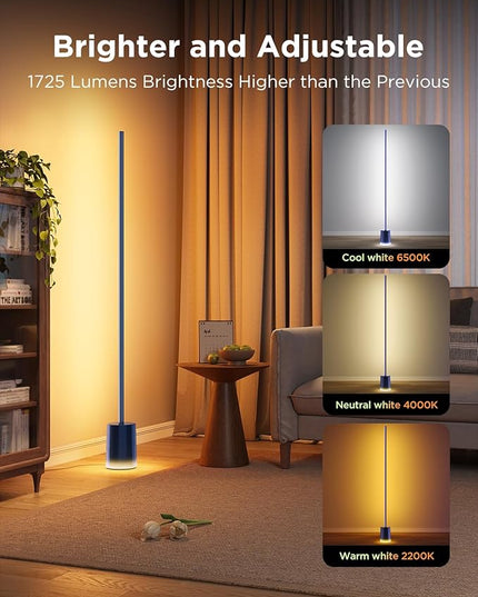 Govee Floor Lamp 2 with Matter, RGBIC, Warm Cool White LED, Alexa Compatible, 1725lm, Music Sync, Scene Modes, Smart Floor Lamp for Living Room, Bedroom, Blue(1 Pack)