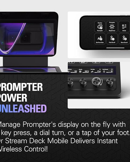 Elgato Prompter – Teleprompter with Built-in Screen for YouTube, Twitch, Zoom and More, 1080 pixels, Supports DSLR/Webcam/Smartphone, Drag & Drop Monitor Display, Works with Mac/PC & Stream Deck