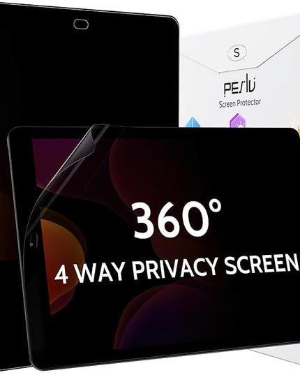 Peslv 360° Privacy Screen for iPad 9th 8th 7th Gen - 10.2 Inch, Anti Glare Blue Light Spy Filter Private Cover, High Sensitive Bubble-Free Easy Install Black Security Protector