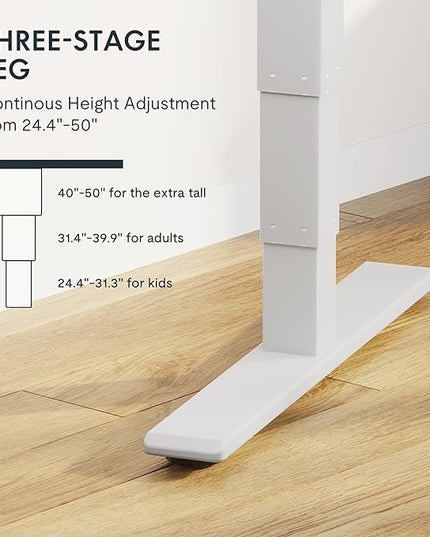 FLEXISPOT E6 MAX Dual Motor 55x28 Inch 3-Stage Heavy Duty Standing Desk, 330lbs Weight Capacity, Height Adjustable Desk w/Cable Management & Wheels (Seamless White Desktop + White Frame)