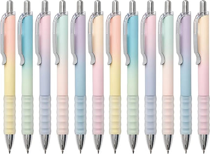 Aisibeiger Gel Pens Fine Point 0.7mm Black Ink Gel Pen Retractable Cute Pens for Smooth Writing School Office Supplies, Pack of 12