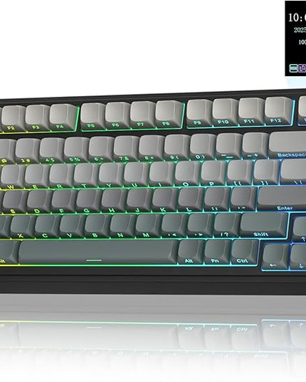 AULA S75 PRO Wireless Mechanical Keyboard with Screen&Knob, Tri-Mode Hot Swappable Gaming Keyboard 75%, Pre-lubed Switches, RGB Backlit, Side Printed PBT Keycaps, Creamy Sounding Computer Keyboards