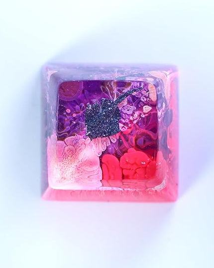 Manta Ray Artisan Keycap Pink Purple Ocean Coral R1 SA Profile Custom Sea Creatures Keycaps 1U ESC Handmade Gaming Resin Key Cap Cherry MX Switch Compatible Mechanical Keyboard Manta Ray Lover Gift