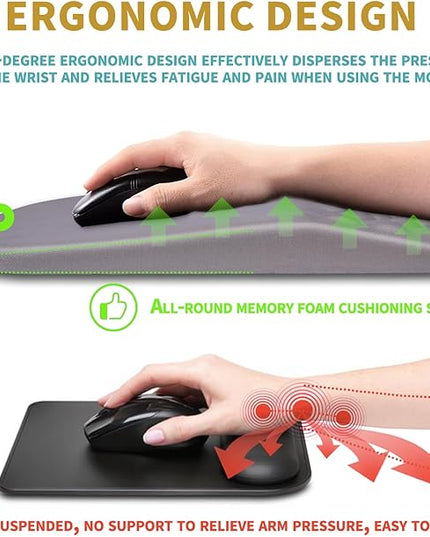 Hokafenle Ergonomic Mouse Pad Wrist Support with Massage Design, Wrist Rest Pain Relief Mousepad with Memory Foam&Non-Slip PU Base, Mouse Pads for Wireless Mouse & Desk (12x8 inch,Light Purple Gray)