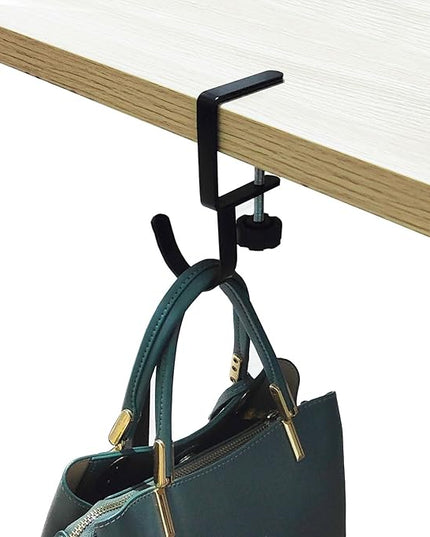 KISOY Purse Hook for Table Handbag Hangers Purse Hanger for Desk Bag Hooks for Tables can Hook Bag Purse Heavy Duty Foldable Purse Holder for Table Floding (Left-J Type Hook)