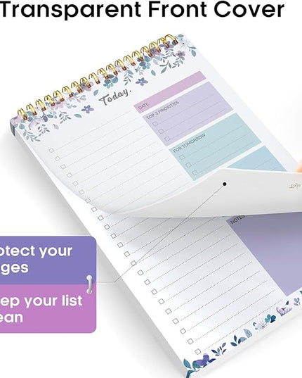 Taja To Do List Notepad - To Do List Notebook for Work with 52 Sheets, 9.8" x 6.5", Undated Daily Planner Perfect for Daily Tasks and Goal Setting, Notepad Suitable for Office, Home & School - VioletBloom