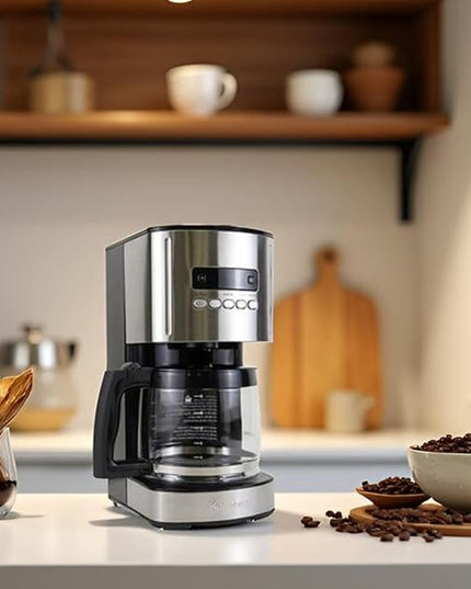 Kenmore Drip Coffee Maker - Programmable Cafe Machine With Glass Pot, Regular & Bold Brew, Auto Shut Off Large Water Reservoir, Reusable Filter, Kitchen Appliances For Cafeteria Barista, 12 Cup Black