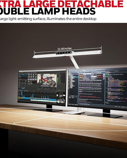 Honeywell LED Desk Lamp with Base - HJ1WT Sunturalux Eye-Caring Architect Desk Lamp for Home Office, 1200LM Computer Desk Light 4 Color Modes Stepless Dimming Task Desk Light with Timer Function White