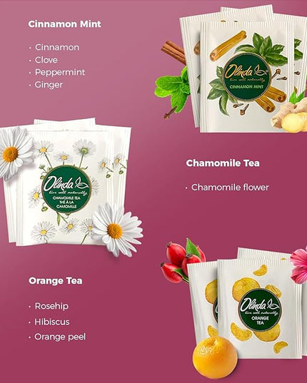 Olinda Healing Flowers & Roots Gift Box Natural Caffeine Free Tea Herbal Tea Bags Healthy Beauty Tea Wellness Stress Relief Tea Sampler Gift Set Premium 9 Vareity Individually Wrapped 45 Tea Bags 1 Tea Gift Box for Women