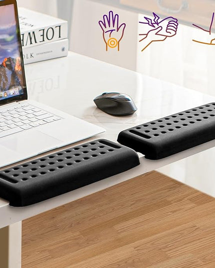 L-Shaped Keyboard Wrist Rest, Ergonomic Elbow Pad for Desk,Memory Foam Elbow Support Padding with Non-Slip,Easy Typing, Pain Relief, for Computer, Laptop, Gaming(Classic Black)