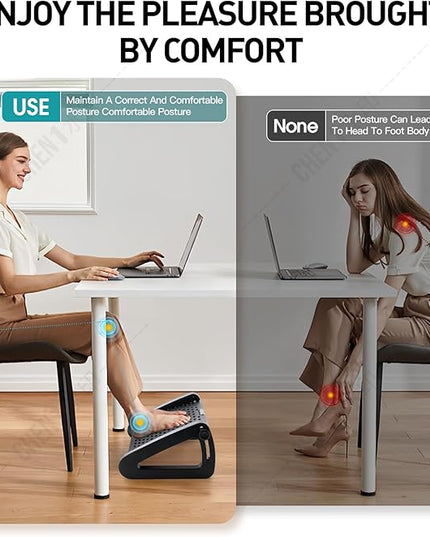 Foot Rest, Six Heights Adjustable Foot Rest for Under Desk at Work, Ergonomic Foots Stool for Under Office Desks, Under Desk Footrest with Foot Massage Roller, Chair Footrest for Leg Rests