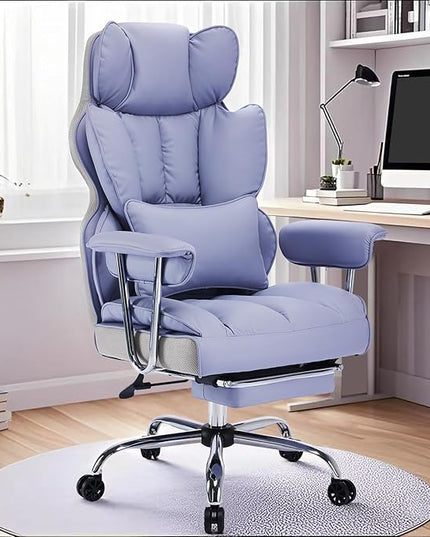 Efomao Big and Tall Office Chair 400LBS, Heavy Duty Executive Office Chair with Foot Rest, Home Office Desk Chairs, Purple Big Tall Computer Chairs