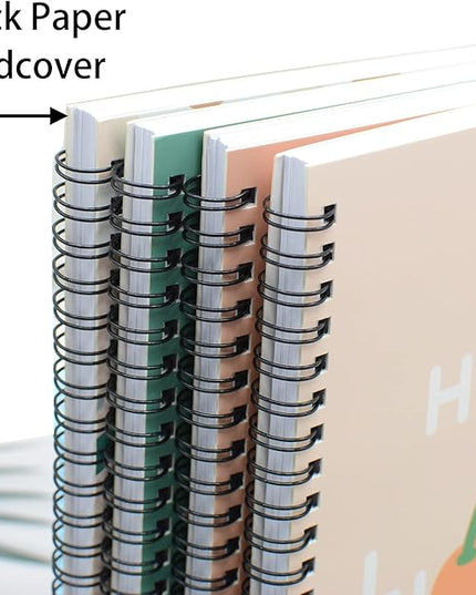 Yansanido Spiral Notebook, 4 Pcs A5 Cherry Design Hardcover 8mm Ruled 4 Color 80 Sheets -160 Pages Journals for Study and Notes (Cherry)