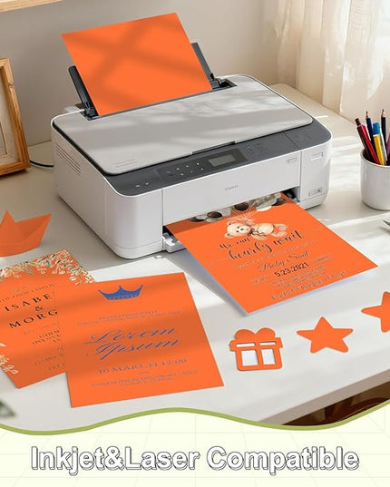 120 Sheets Cardstock 8.5x11, 65lb Orange Red Card Stock, Construction Paper, 180gsm Thick Printer Paper for Printing, Painting, Card Making, Kids School Supplies,Party Decorations