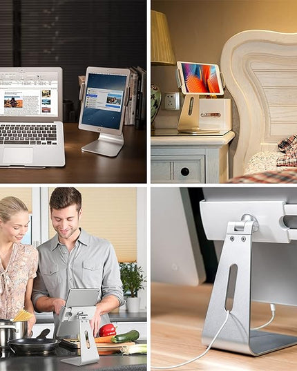 Viozon iPad Pro Stand, Tablet Stands 360° Rotatable Aluminum Alloy Desktop Mount Stand Compatible with 7-13inch iPad Pro iPadAir iPad Mini Surface and Surface Pro (Silver General)