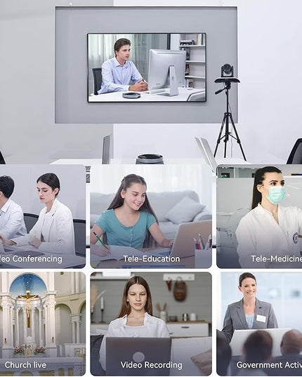 20x Zoom Conference Room Camera System TONGVEO All-in-1 Video and Audio Conferencing System 20X Optical Zoom USB3.0 HDMI PTZ Camera and Conference speaker with microphone Bundle for large Meeting Room