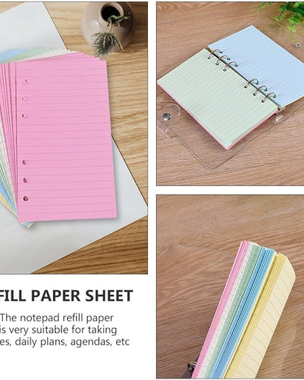 Sosoport 2pcs Loose Leaf Paper Refill Ring Notepad Lined Stationery for Students Smooth Writing Pages for School and Office Use