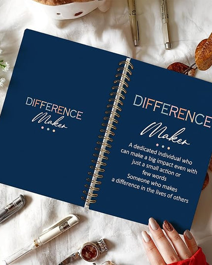 Difference Maker Gift Notebook Journal, Appreciation Gifts for Coworkers Teacher Mentor Boss Coach, Coworker Gifts, Thank You Gifts for Women Men Spiral Notebook 5.5x8.3 Inch(Navy blue)