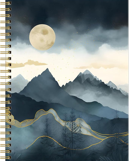 Spiral Journal Notebook for Women,A5 College Ruled Notebooks 6"x 8.4", 120 Pages Lined Journal with Premium Thick Paper,Perfect for School Office Home Gifts(abstract mountain cloud)