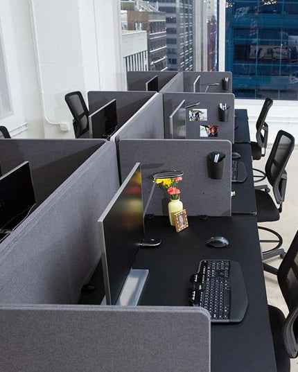 Stand Up Desk Store ReFocus Clamp-on Acoustic Desk Divider Privacy Panel That Reduces Noise and Visual Distractions (Cool Gray, 47.25" x 23.6", 23.6" x 23.6", & 23.6" x 23.6")
