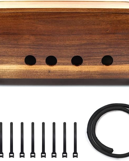 Large Cable Management Box, Wood Cord Hider Box & Organizer for Power Strip Hider Cable Storage for Office, TV Wires, Desk Cord Organizer, Vintage Walnut (14.1" x 6" x 6.3")