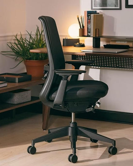 Haworth Soji Office Chair with Ergonomic Adjustments and Lumbar Support, Flexible Mesh Back (Carbon)