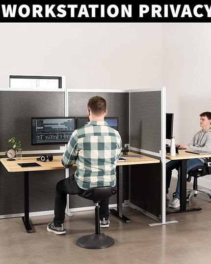VIVO T-Shape Modular Corner Wall System, 4 Panels, Modern Professional Office Cubicle Dividers, Freestanding Privacy Screen, 66 inches High, Dark Gray, PP-MWS63D-T