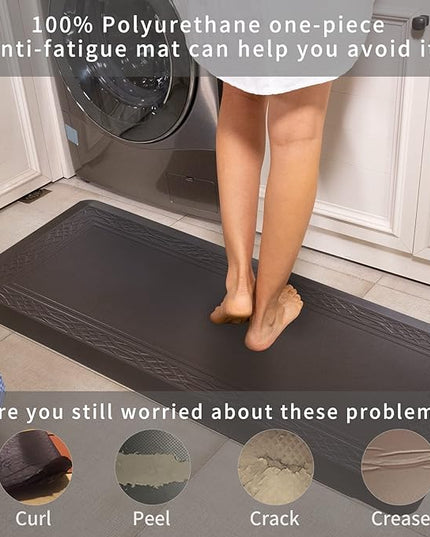 24 x 60 Inch Extra Support Anti Fatigue Comfort Kitchen Mat, Waterproof Long Kitchen Runner, Non-Slip Standing Desk Mat, Commercial Pads for Offices, Home, Garages (Bordeaux Coffee, 24'' x 60'')
