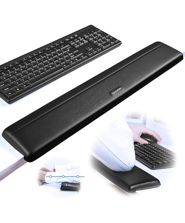 UnivoColors Long Arm Rest for Desk Edges,PU Leather,Non-Slip,Memory Foam,Desk Edge Support,Ergonomic Design for Long-Hour Work(23.6 * 3.9 inch One-Piece Design of Black)