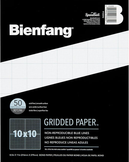 Bienfang Designer Grid Graph Paper Pad, 10x10 Cross Section, 8.5 x 11 Inches, 50 Sheets