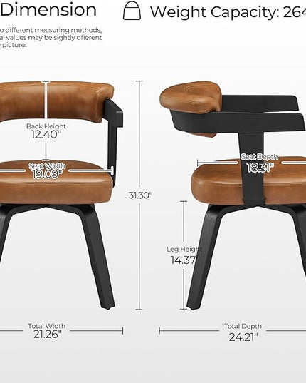 Fat Ant Home Office Desk Chair - Mid Century Modern Chair, Faux Leather Office Chair No Wheels, Comfy Accent Arm Chair with Wood Legs for Small Spaces Living Room Bedroom Study, Black/Walnut
