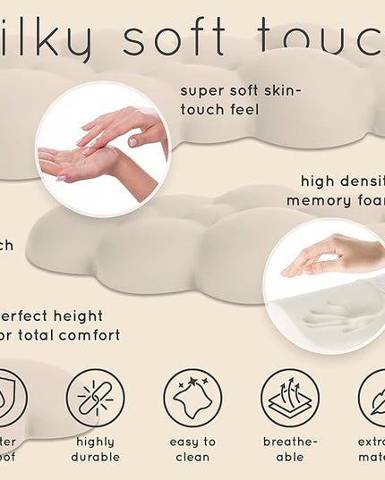 Qloud Cloud Wrist Rest Keyboard Wrist Rest for Computer Keyboard Pad, Cloud Keyboard Wrist Rest, Wrist Pad for Keyboard, Memory Foam, Non Slip Base, Comes with Mouse Pad - Beige