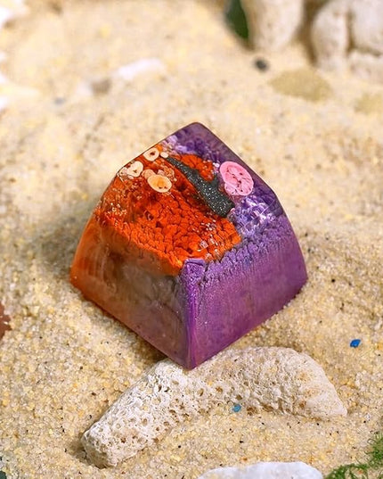 Whale Shark Artisan Keycap Orange Purple Ocean Keycap R1 SA Profile Custom Sea Creatures Keycaps 1U ESC Handmade Gaming Resin Key Cap Cherry MX Switch Compatible Mechanical Keyboard Ocean Lover Gift