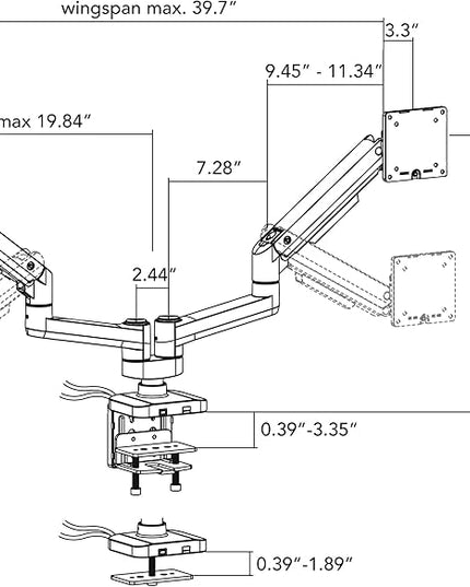 Mount-It! Proflex Series Heavy-Duty Dual Monitor Arm for 17–35” Screens, Gas Spring, Full Motion, USB-C & USB 3.0 Ports, VESA 75/100, Fits Ultrawide & Curved Displays, Clamp or Grommet Base
