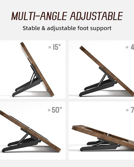 Bamboo Tablet Drawing Stand Tablet Holder - Portable & Adjustable 5 Angles,Laptop Stands Riser,Compatible with 12.9/13 inch iPad Pro-3rd-7th Gen(Walnut Varnish)