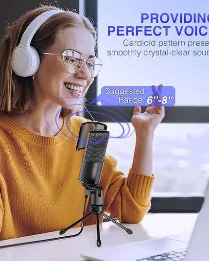 FIFINE Podcast Recording Microphone, PC USB Condenser Microphone for Streaming Vocal Music, Computer Desktop Mic with Mute Button for Windows/Mac OS-K669PRO1