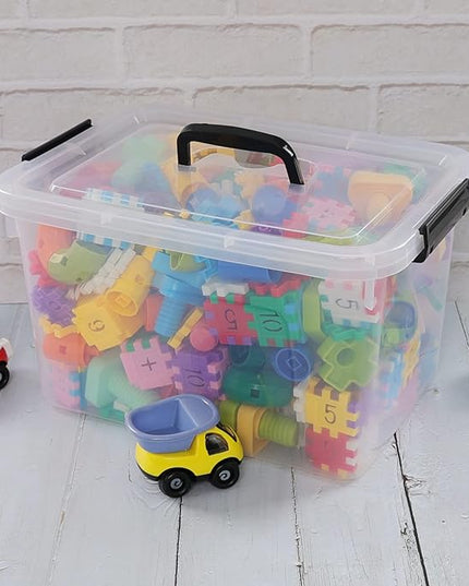 5 Liter Clear Storage Box, 4-Pack Plastic Latching Box with Lid